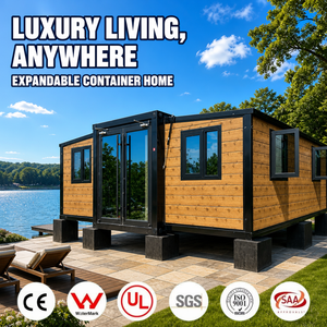 <span class=keywords><strong>Casa</strong></span> Container Espandibile con Pali Neri Sottili, Vetrate Angolari e Spazio Abitativo Pieghevole per <span class=keywords><strong>Casa</strong></span> degli Ospiti o Monolocale - Product Image 1