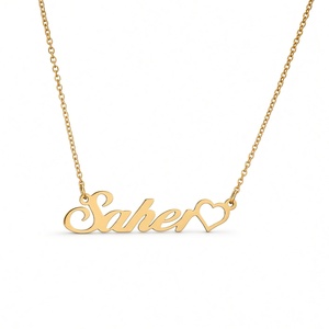 Gold Plated Name Necklace With Heart Pendant Saher <b>Chain</b> 18 Inches Women's Classic Daily Wear Jewelry - Product Image 4