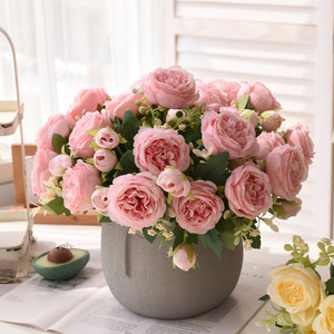 Bouquet de roses artificielles 5 têtes en soie pour décoration de mariage et de maison - Product Image 5