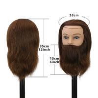 Vente en Gros Tête de Mannequin de Formation Homme Cheveux Humains avec Moustache Barbe pour Etudiants Coiffeurs
