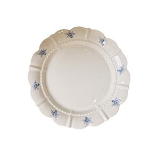 Exquisite Retro <b>White</b> Porcelain Blue Rose Pattern Embossed Ceramic Tableware <b>Dinner</b> Plates 8-inch and 10-inch Eco-Friendly Event - Product Image 5