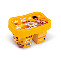 106G Mango-Ijs Yoghurtpuddingbeker Met Deksel Wegwerp Pp Plastic Afgeronde Rechthoek Gevormde Etiketbakbeker Met Deksel Met Deksel