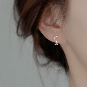 2025 New Trend 925 <strong>Sterling</strong> <strong>Silver</strong> Zircon Twisted <strong>Small</strong> Ear <strong>Hoop</strong> Elegant Minimalist Style <strong>Hoop</strong> <strong>Earrings</strong> with Rhodium Plating - Product Image 3