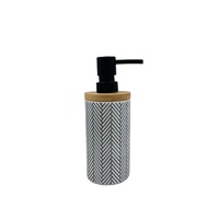 Accessoires de salle de bain en polyrésine blanche avec pompe à base de bois flèche noire distributeur de savon liquide produits ménagers pour usage domestique