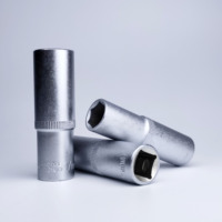 Newstar – Jeu de douilles à cliquet professionnelles de haute qualité CRV 1/2'' 1/4'' pour bricolage, profondes, en boîte de fer rouge, chromées noires, personnalisables OEM