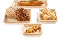 Ensemble de 4 plateaux de service en bois rustique Hammont, 11x8x1,25 pouces, forme rectangulaire, bois naturel, décoration et organisation de la maison