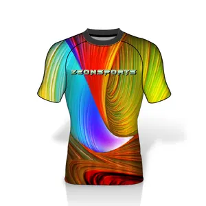 Kunden spezifische Regenbogen buntes Design Sublimation Digitaldruck weicher Stoff Bodybuilding Stringer Kompression hemden