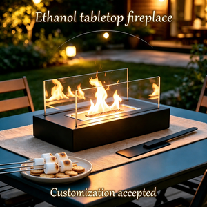 Cheminée portable à <span class=keywords><strong>bioéthanol</strong></span>, foyer de table, mini-cheminée d'intérieur pour la décoration de patio, jardin et restaurant - Product Image 1