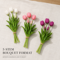 5 Tangkai Bunga Tulip Silikon Lembut, Buket Bunga Tulip Silikon Buatan, Batang Bunga Tulip Silikon 40cm, Dekorasi Pernikahan, Dekorasi Rumah, Rangkaian Bunga untuk Acara