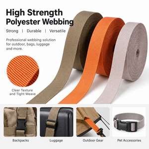 Cinta Tejida de Poliéster de Alta Resistencia de 22 mm con Rayas, Correa Resistente a la Abrasión y de Alta Tensión para Accesorios de Mochilas y Bolsos de Exterior - Product Image 3