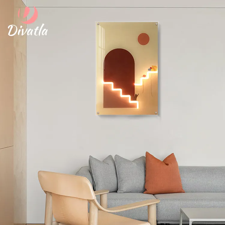 DIVATLA-letrero de neón de diseño para interiores, arte UV para pared de sala de estar, decoración del hogar, pintura LED