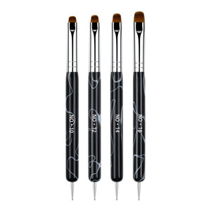 Outil de pointillage pour nail art à double extrémité avec manche en acrylique, pinceau en nylon à virole sertie pour French Manucure et vernis gel - Product Image 1