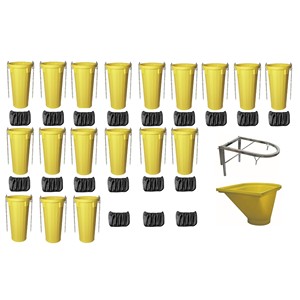 TEKCNOPLAST SRL Kit de goulotte à déchets HDPE 18 - Modèle 7 avec 1 trémie, 1 cadre de support et manchons anti-poussière - Product Image 1