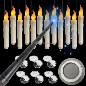 Juego de 12 Velas Flotantes con Control Remoto, Funcionan con Pilas, con Llama parpadeante sin Fuego, <span class=keywords><strong>LED</strong></span> Cónico, para Navidad y Halloween - Product Image 1