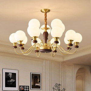 Chandelier Gold Glass Shade Led <b>Light</b> Source Living Room Ceiling Lamp 9012 Model Eye Caring Design - Product Image 1