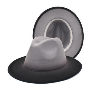 도매 패션 그라디언트 사용자 정의 와이드 챙 울 펠트 페도라 모자 여성 파나마 모자 - Product Image 6