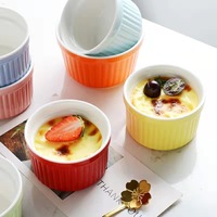 Ramequins en céramique à rayures verticales colorées, résistants au four, pour soufflés, puddings, coupes à crème anglaise, pour la pâtisserie maison, desserts et coupes à glace