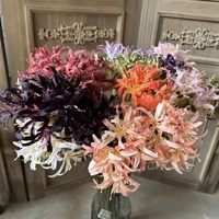 Bunga Lily Afrika Tangkai Tunggal KW-F035, Bunga Agapanthus Buatan Warna Ungu Tua, Bunga Equinox Buatan