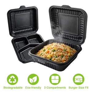 Contenedor <span class=keywords><strong>de</strong></span> Alimentos <span class=keywords><strong>de</strong></span> Almidón <span class=keywords><strong>de</strong></span> Maíz con 3 Compartimentos |   Caja Biodegradable Desechable para Comida para Llevar - Product Image 3