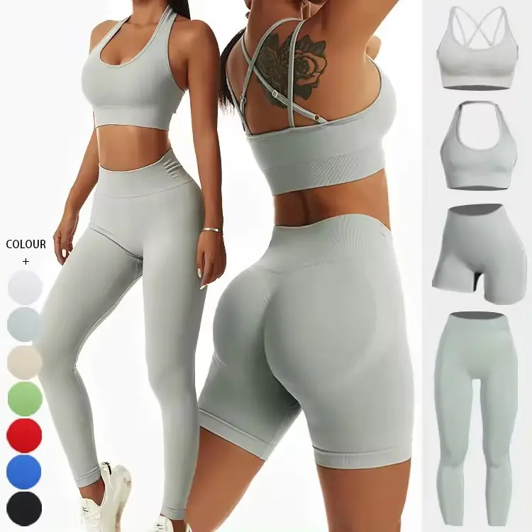 Fashion Yoga Set OEM Workout Apparel Fitness Seamless Yoga Set Women Gym Sports Pants Set