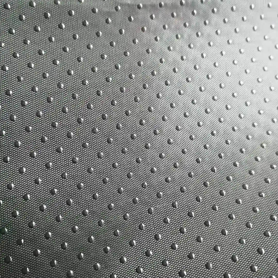 600d Poliéster Oxford PVC Revestido Tecido Anti Slip Silicon Dot Stretch Gabardine Non Slip Backing Fabrics