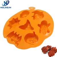 Moule de cuisson en silicone flexible résistant à la chaleur, 7 cavités, motifs citrouille et fantôme d'Halloween, couleur personnalisable, pour la pâtisserie et la fabrication de savons