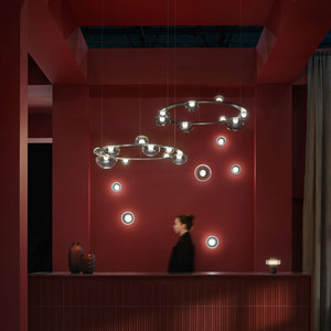 Minimalist Circular Chandelier <b>Led</b> Lighting Black Round Multi Head Pendant <b>Light</b> For Home Living Room Bedroom Restaurant - Product Image 3