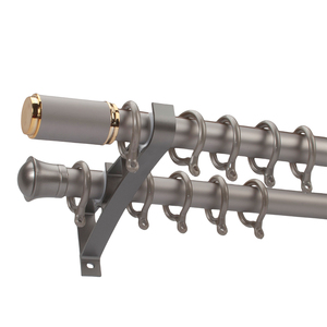 Ensemble de tringles à rideaux modernes de qualité pour décoration de salle d'essayage, rideaux gris, tringles à rideaux doubles en alliage d'aluminium de 28 mm - Product Image 1