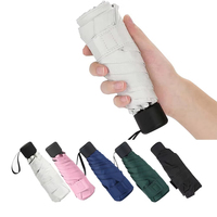 Mini parapluie de poche 5 plis, pliable, avec sangle de poignet, protection solaire et pluie, étanche, pour femmes, idéal pour l'été et les voyages, vente en gros, directement de l'usine chinoise