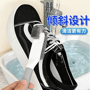 Shoe Brush Set 2Pcs Gray Nylon Bristles Long Handle For Cleaning Sneakers And Shoes - Product Image 2