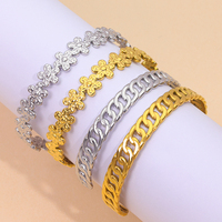 POWELL vente en gros Vintage 18K plaqué or Bracelet en acier inoxydable fleur bijoux de mode femmes Bracelet pour mariage