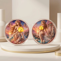 Lot de 2 pièces de 1 oz en cuivre, ensemble de pièces de monnaie jumelles imprimées en 2D, thème Mythe, Amour, Déesse, Paysage Marin, Ange, pour collection d'art fantastique et cadeau