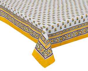 Venta al por mayor de lujo de algodón mantel hecho a mano bloque de impresión de diseño para la boda decoración del hogar Floral CUBIERTA DE LINO DE MESA - Product Image 1