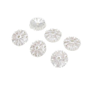อุปกรณ์ตกแต่งเครื่องประดับ DIY ลูกปัดคริสตัลทรงดอกไม้ ชุบทอง 14k ทองแดงฝังเพทาย C21 - Product Image 5