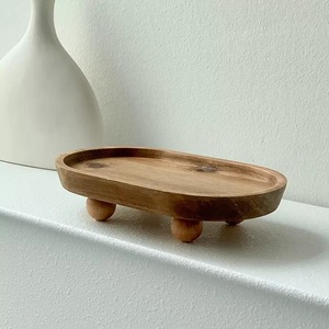 Wooden <b>Tray</b> Round Standing Type Multifunction <b>Storage</b> <b>Trays</b> For Home Desk Organization - Product Image 2