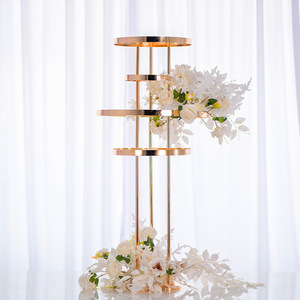 LANJO 4 layer flower arrangement centerpieces <b>Tall</b> Gold Metal Centerpiece Stands Gold Multi-Ring Wedding Centerpiece Stand - Product Image 5