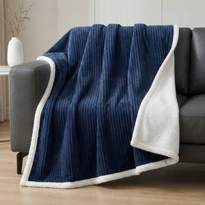 Manta de Franela Acanalada 3D Tamaño King Queen al por Mayor, Cubrecama de Hotel Extragrande de 90x108 Pulgadas, Cubierta Térmica de Forro Polar Cálido - Product Image 1