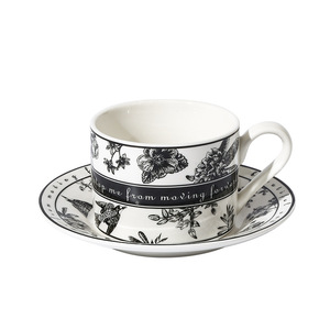 Moderno modello in rilievo 220ml nero tazza e piattino regalo in stile europeo tazza da caffè ceramica per confezione regalo - Product Image 5