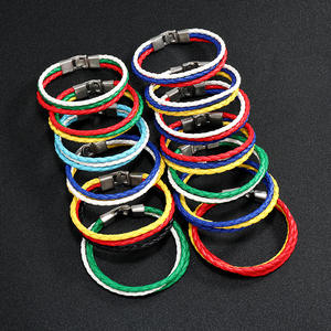 Bracelet tressé porte-bonheur en cuir PU couleur drapeau souvenir, pierre naturelle, unisexe, cadeau pour fan <span class=keywords><strong>de</strong></span> festival - Product Image 4