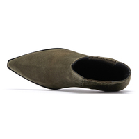 Top Grade fait à la main en cuir de daim de vache femmes talon haut mi-mollet grosses bottines plate-forme vert sans lacet chaussons échantillon gratuit