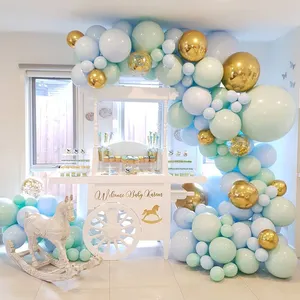 124 piezas Macaron azul globos Pastel guirnalda arco Kit para cumpleaños boda bebé ducha fiesta de aniversario