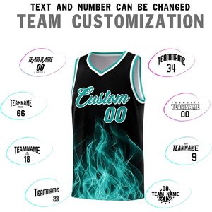 Conjunto de Uniforme de Baloncesto Personalizado Unisex sin Mangas con Cuello en V Sublimado Transpirable con Diseño de Llama Impresión de Número y Nombre - Product Image 3