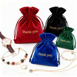 <b>Hot</b> Sale Custom Black and <b>Red</b> Velvet Pouch Bag for Watches Logo Included Premium Gift Drawstring Jewelry Velvet Pouch Bags - Product Image 4