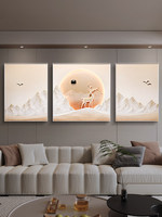 Peinture décorative encadrée moderne de luxe léger, paysage de montagne avec cerf en 3D, pour mur de fond de canapé de salon intérieur