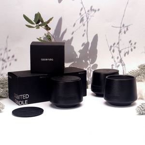 Bougie parfumée Ascencia en cire de soja céramique noire mate avec mèche en bois, arôme boisé, aromathérapie, décoration d'intérieur - Product Image 3