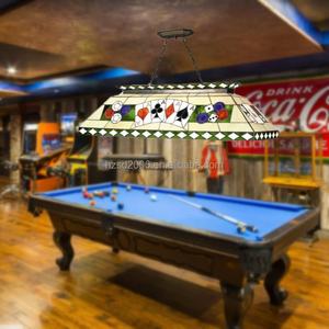 Lustre Tiffany 40'' pour table de billard, 6 lumières, en verre teinté, éclairage LED, commande tactile, blanc chaud 2700K, pour maison et hôtel - Product Image 3