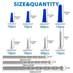 Conical Concrete Wall Anchors And Screws Kit 193 Pieces Imperial Size For Masonry Installation - Product Image 5