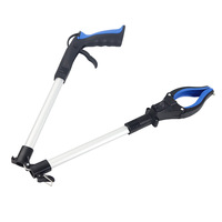 Pince à ordures pliable éclairée pour agents d'assainissement, manche extra-long, modèle KBJ-109, construction métal-plastique