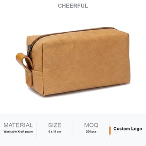 Fermeture éclair en papier kraft lavable personnalisée pour sacs de petites et grandes tailles, impression couleur logo personnalisé, vente en gros, cadeau d'entreprise, voyage - Product Image 1