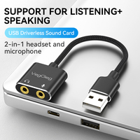 Tarjeta de Sonido Externa VegGieg USB 2.0 de Aleación de Aluminio, Adaptador Convertidor USB a Conector de Audio de 3.5mm para Auriculares y Micrófono, Sin Necesidad de Controladores